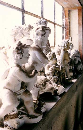 Cherubs on a window sill, Cine Citta Studios, Rome, 1987
