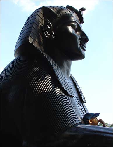 Lines on an Egyptian Statue, Thames Embankment, London, August, 2004