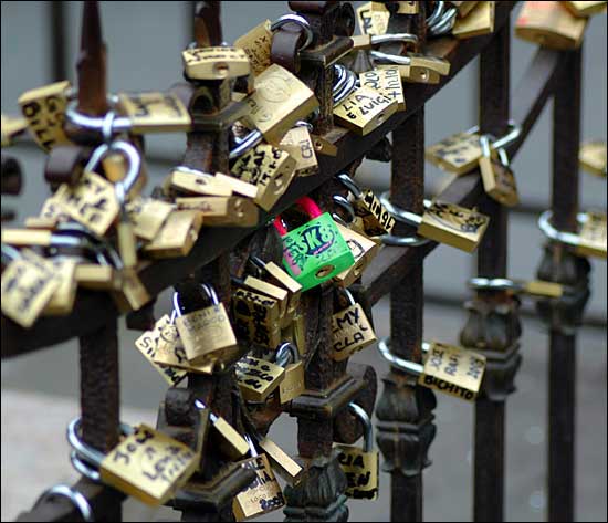 Locks on the Ponte Vecchio, Florence, Italy; February 12th, 2005