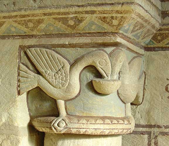 Detail on column in Hampnett Church, Gloucestershire; November 13th, 2004