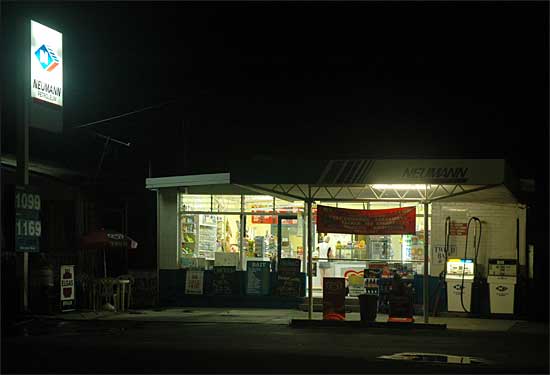 Garage at night, a homage to Edward Hopper, Byron Bay, NSW
