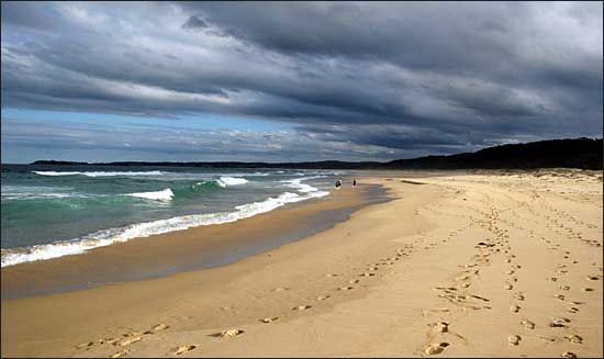 Beach and footprints, Tathra, NSW