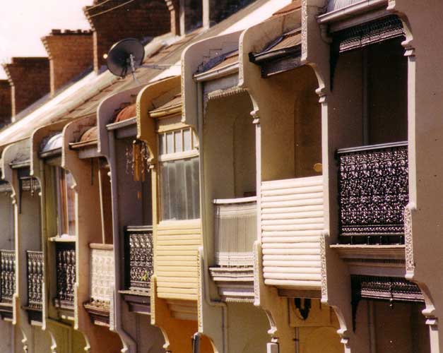 Row of house fronts, Paddington, Sydney, New South Wales; May 2003
