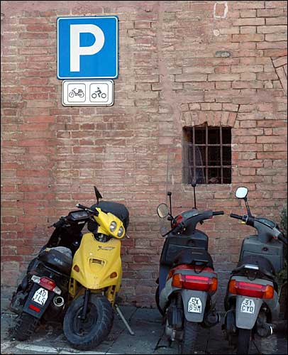 Parking signs, Sienna, Italy; February 13th, 2005